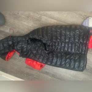 North face black and red puffer